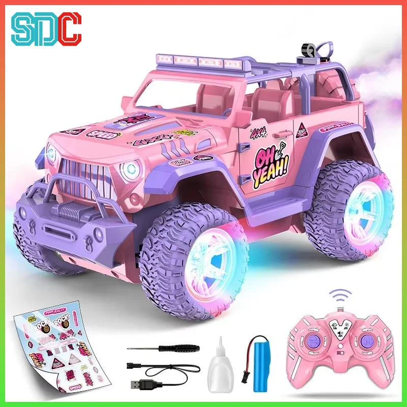الوردي 2.4G التحكم عن بعد رذاذ RC Monster Truck 1:16 لعبة مقياس للفتيات هدية مثالية الشحن السريع #1