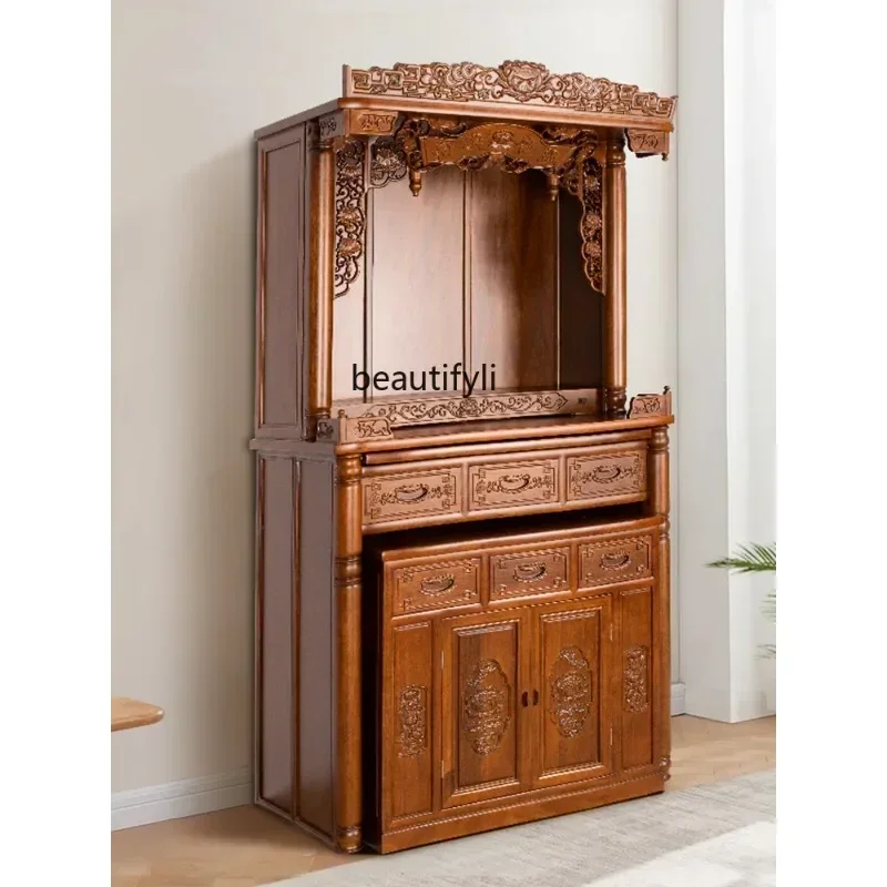 Solid Wood Buddha Cabinet Clothes Closet Altar Household Modern God of Wealth Chinese Style with Door Altar furniture