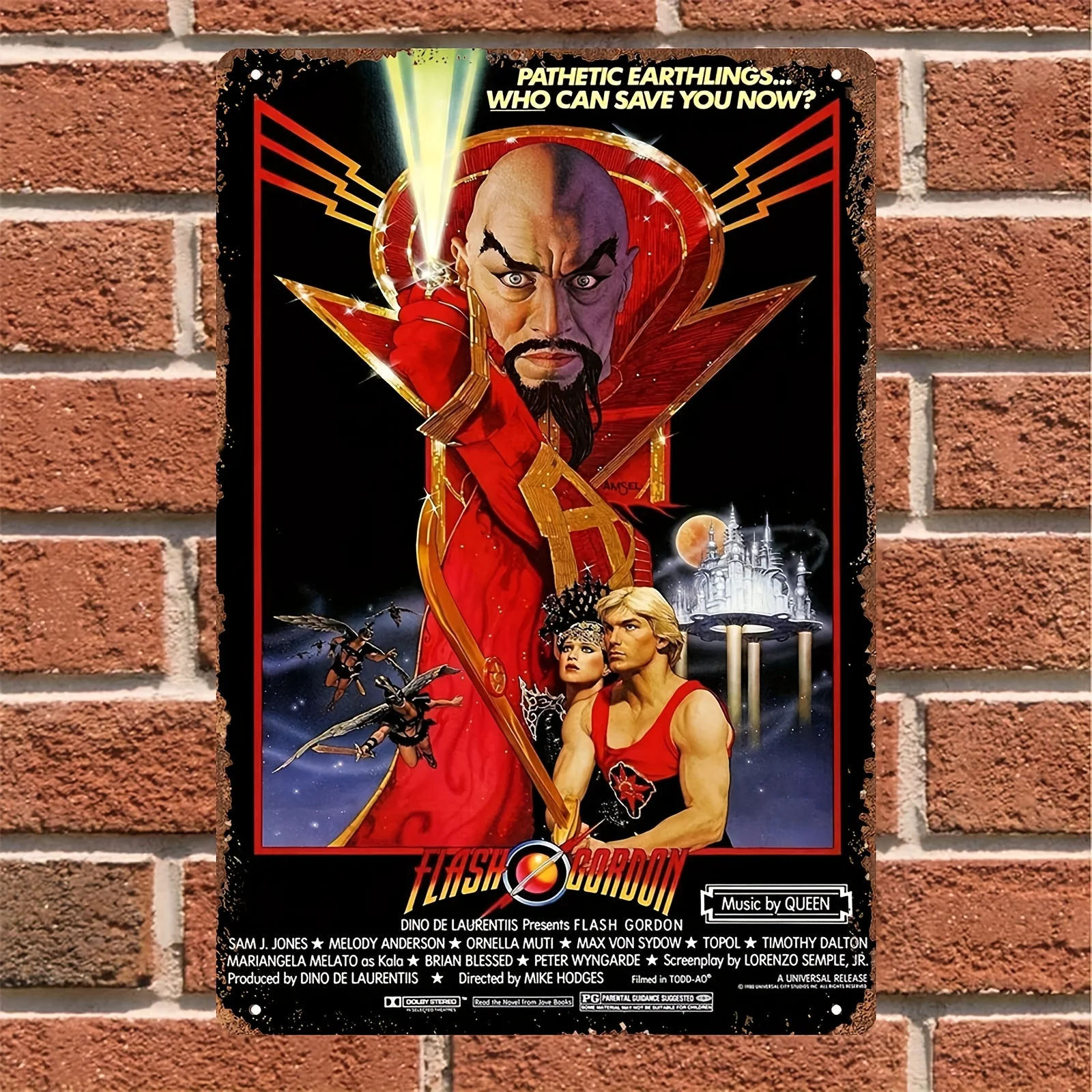 Flash Gordon Metal Wall Art Sign -  Decorative Sci-Fi Movie Poster with Iconic Characters & Imagery for Home Decor, Themed Room