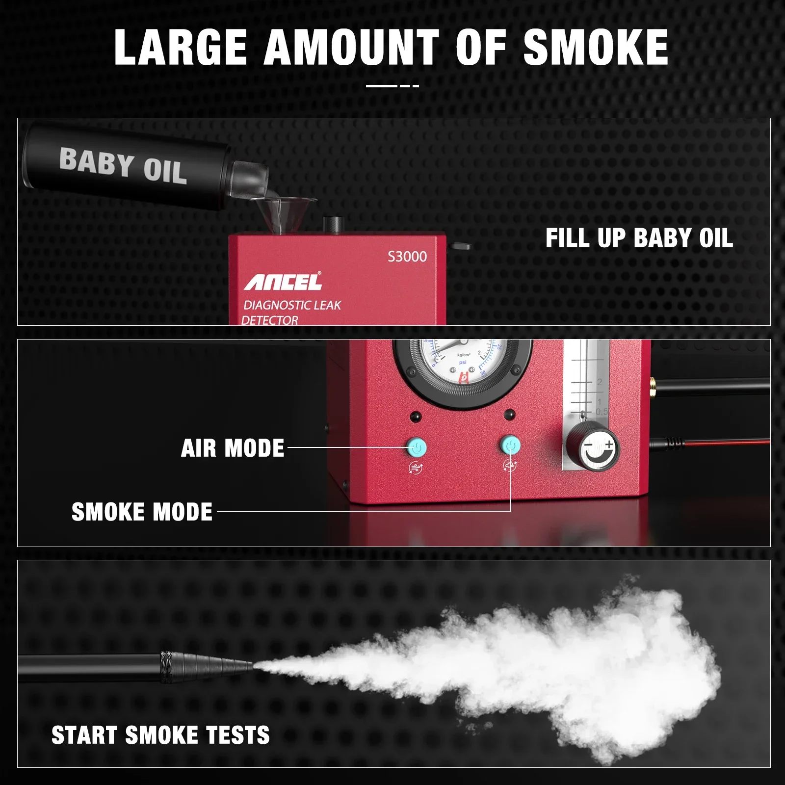 ANCEL Rauchleckdetektor S3000 Professioneller Rohrlecktester EVAP-System Andere Werkzeuge für Auto Automotive Rauchleckdetektor