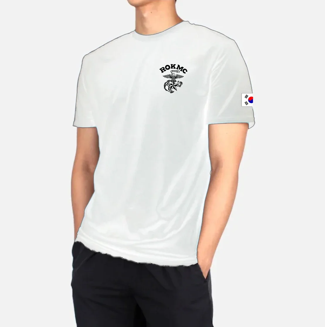 Summer R.O.K.A ROKMC  MARINES Outdoor Sports Work Casual Men\'s Cooling Loca Short Sleeve Cotton T-Shirt