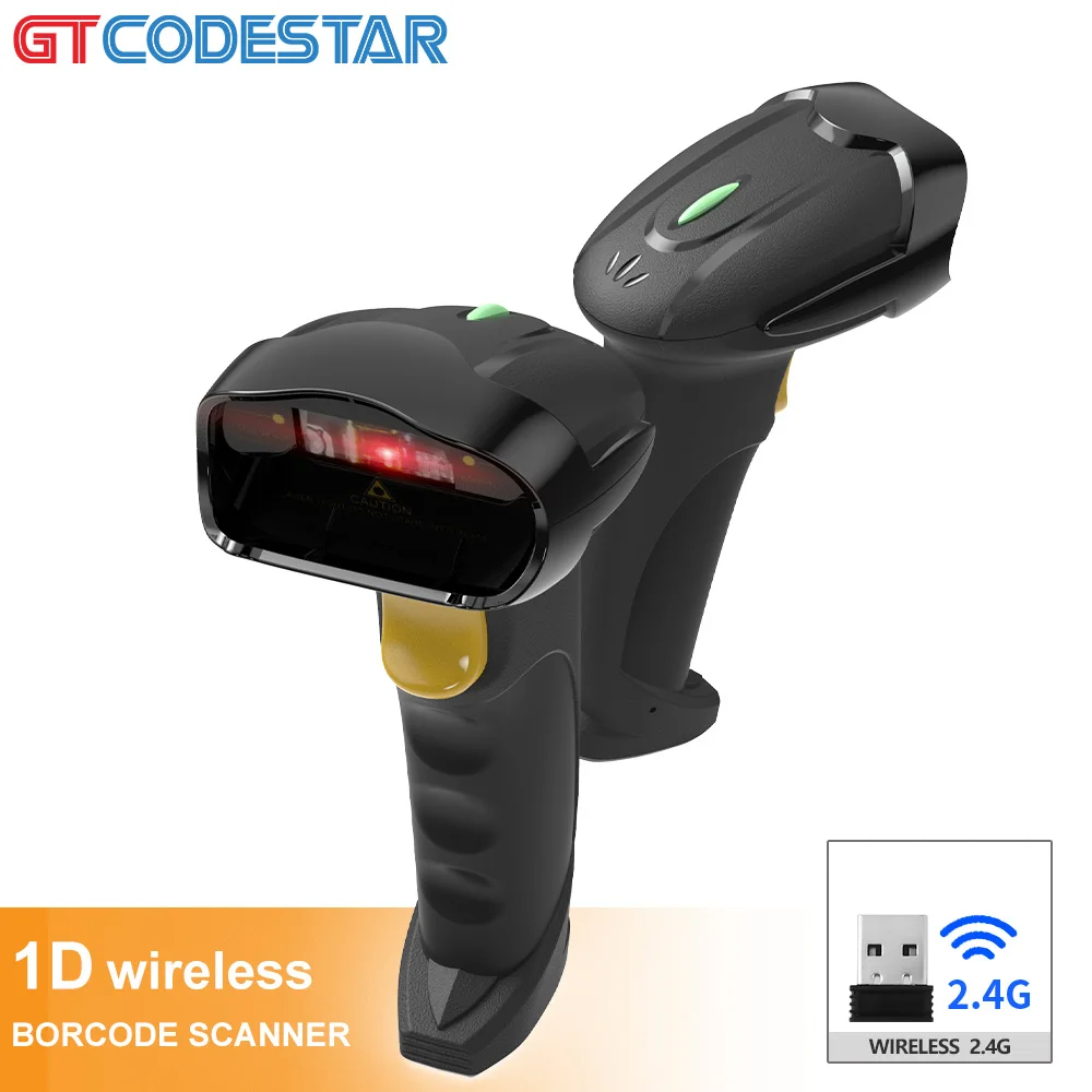 GTCODESTAR 1D Scanner Handheld Wireless Barcode Scanner Laser Barcode Reader 2.4G Barcode Scan Gun for Supermarket Scanning