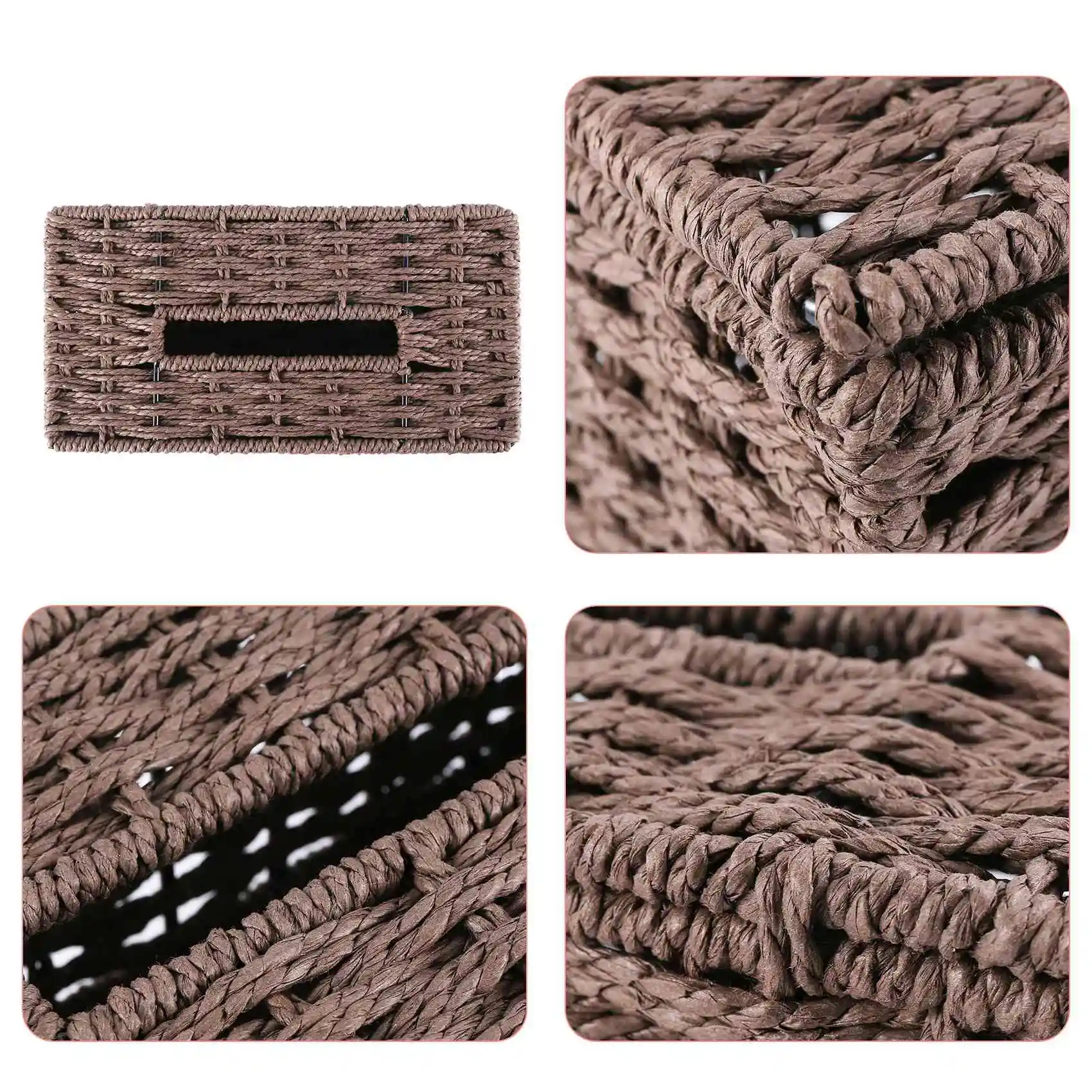 Superior-Rattan Tissue Box, Vintage Napkin Holder, Case Clutter Storage Container Cover, Living Room Desk Decoration