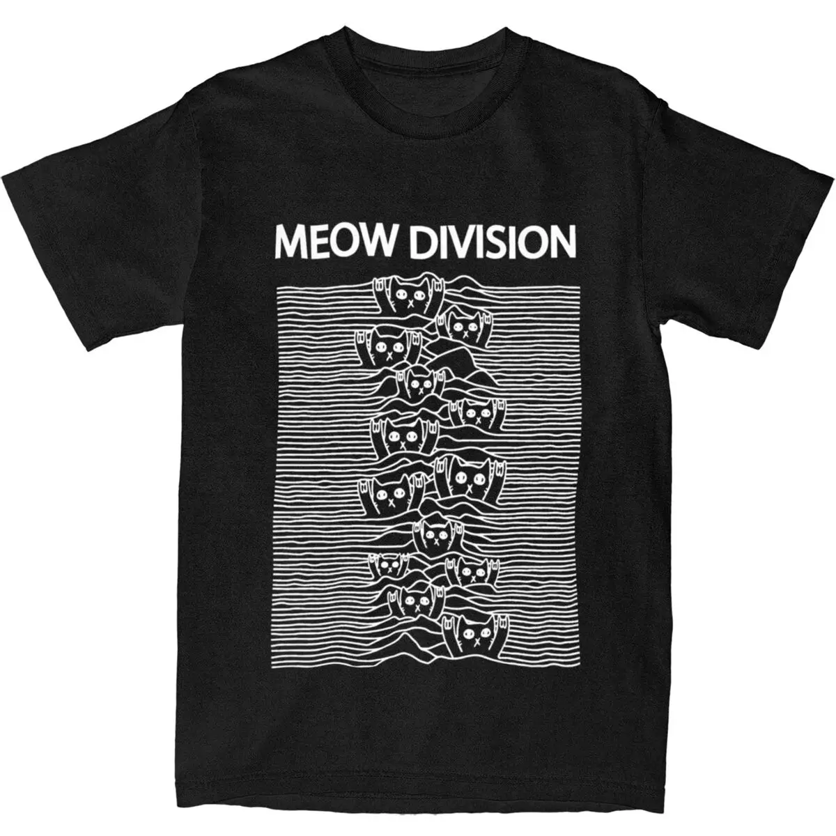 Cat Meow Joy Division Shirt Apparel Men Women Cotton Vintage Unknown Pleasures T-shirt Short Sleeve Tops Gift Idea