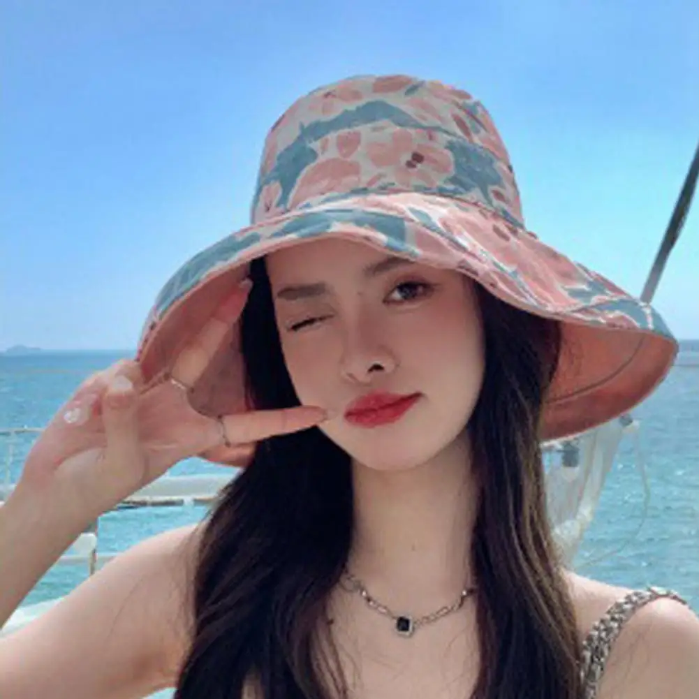 Daily Wear Sun Cap Stylish Women's Sun Hat with Windproof Strap Large Brim Foldable Design for Outdoor