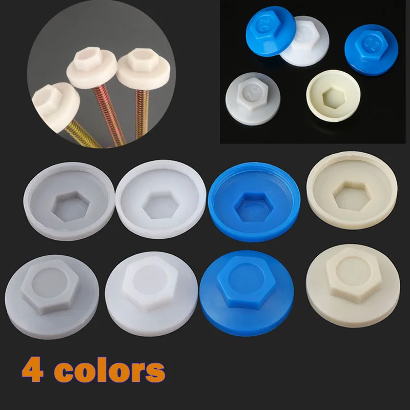 Leijiu 50~500 Pcs Hex Socket Countersunk Screws With Waterproof Caps And Plastic Protective Covers Cap Self-drilling ( Colors)