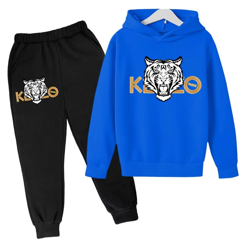 

Kids Clothing Charming Tiger Print Sweatshirt Hoodie Boys Girls Toddlers 3-12 Years Casual Top +pants 2P Sports Fashion Coat Set