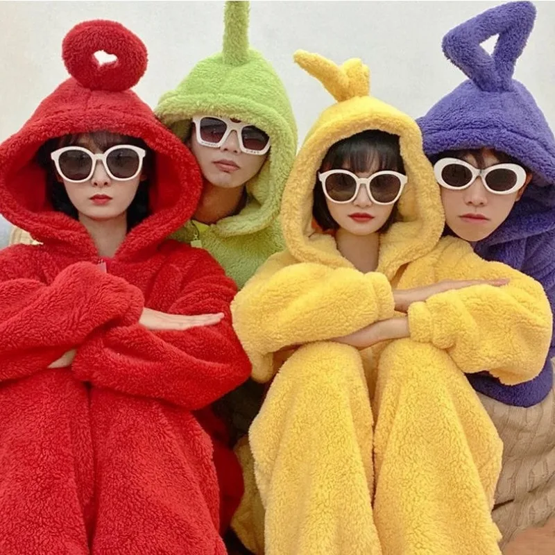 Teletubbies Kawaii الإبداعية الكرتون منامة للبالغين والأطفال الذكور/الإناث عيد الميلاد الترفيه ارتداء مريحة النوم دعوى
