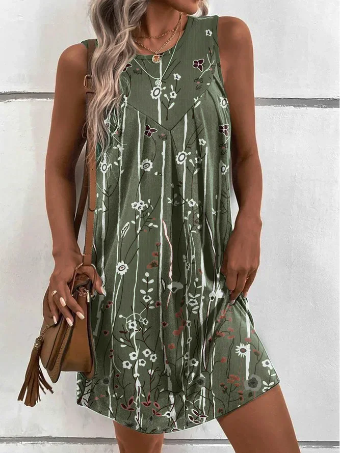 Vestido playero informal de verano para mujer, ropa holgada con estampado Floral, talla grande, S-4XL de gran tamaño, 2023