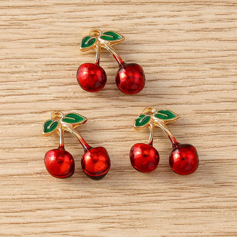 5pcs Cute Fruit Charms Metal Pitaya Watermelon Cherry Charms Pendants for Jewelry Making Necklaces Earrings Bracelets DIY Gifts