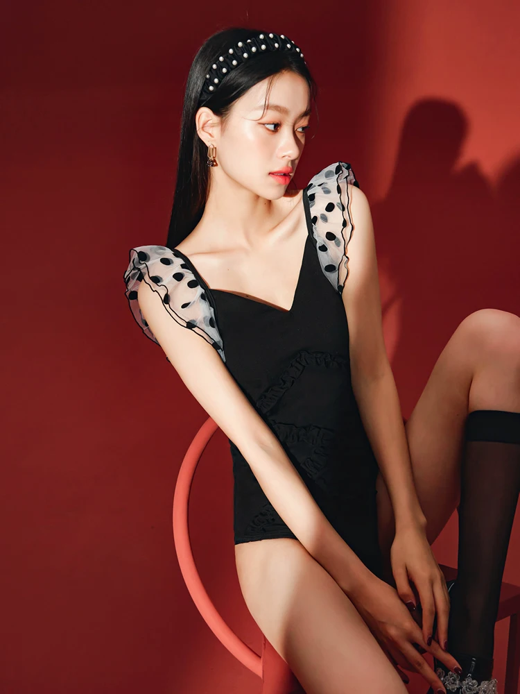 Original Youth Swimsuit Fashionable Sexy Pure Desire Cover-Up Slimming One-Piece Girl Swimwear Fixed Chest Pad Casual Suit