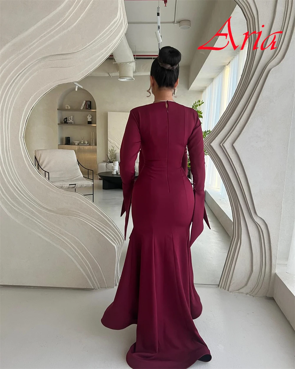 Op maat gemaakte klassieke jersey avondjurk Eenvoudige galajurken met vierkante kraag Hoge kwaliteit sweep trein Jurken voor speciale gelegenheden