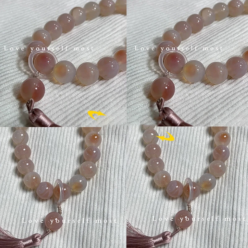 Green Jade Stone 12mm Beads Tassel Bracelet Necklace Tibetan Buddhist Mala Buddha Charm Rosary Yoga Men Woman Jewelry