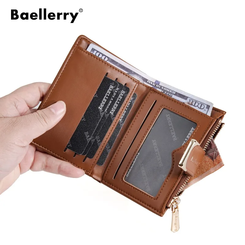 Baellerry Luxury Brand Fashion Women Zipper Short Wallets Card Holder Female Purses Quality Coin Pocket Photo Holder Wallets