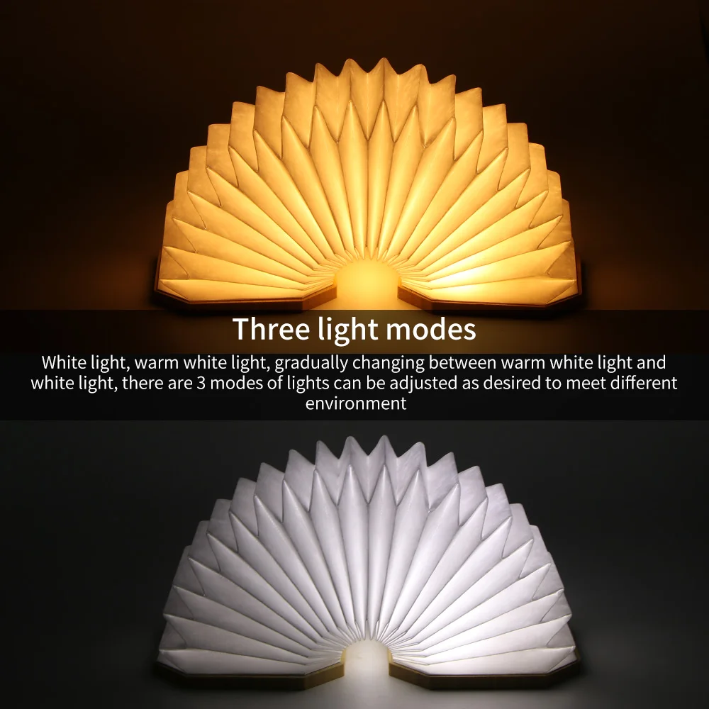 LED Table Lamp Folding Accordion Night Light 3Color USB Charge Wooden Book Light Children\'s Birthday Gift Lights Decora Lighting