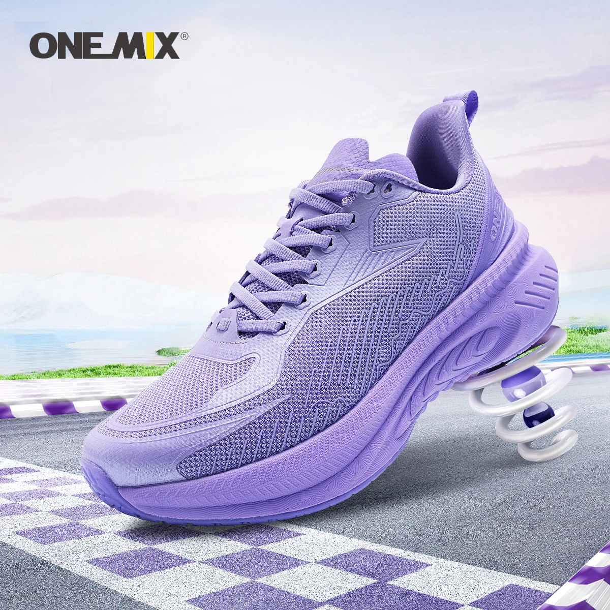 ONEMIX Men's new road Running Shoes cushion Outdoor Sport Light weight Walking Sneakers women jogging breathable mesh soft shoe