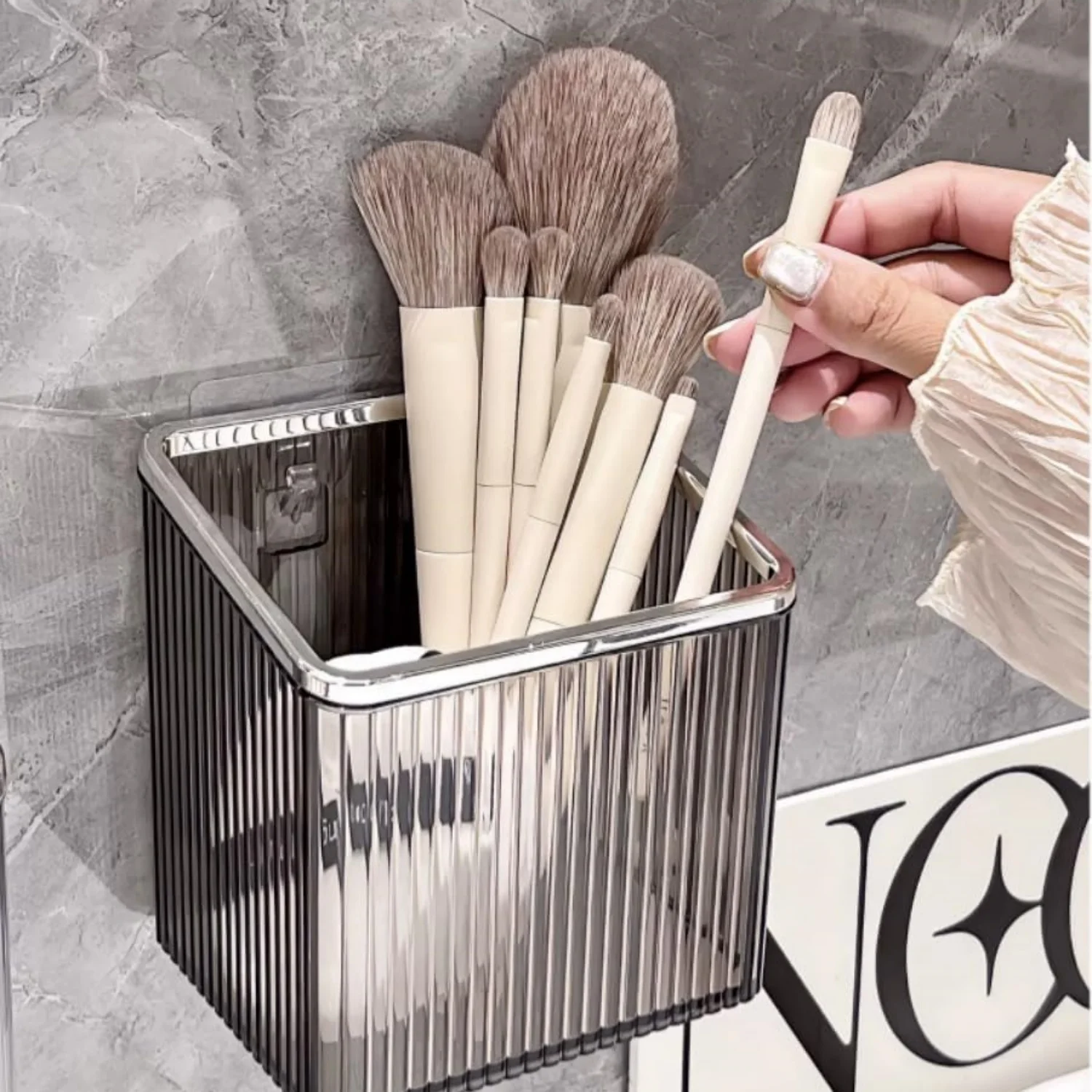 

Bathroom Organizer Box Wall Mounted Storage Rack Cosmetic Brush Makeup Hairpin Razor Storage Holder Home Storing Accessories