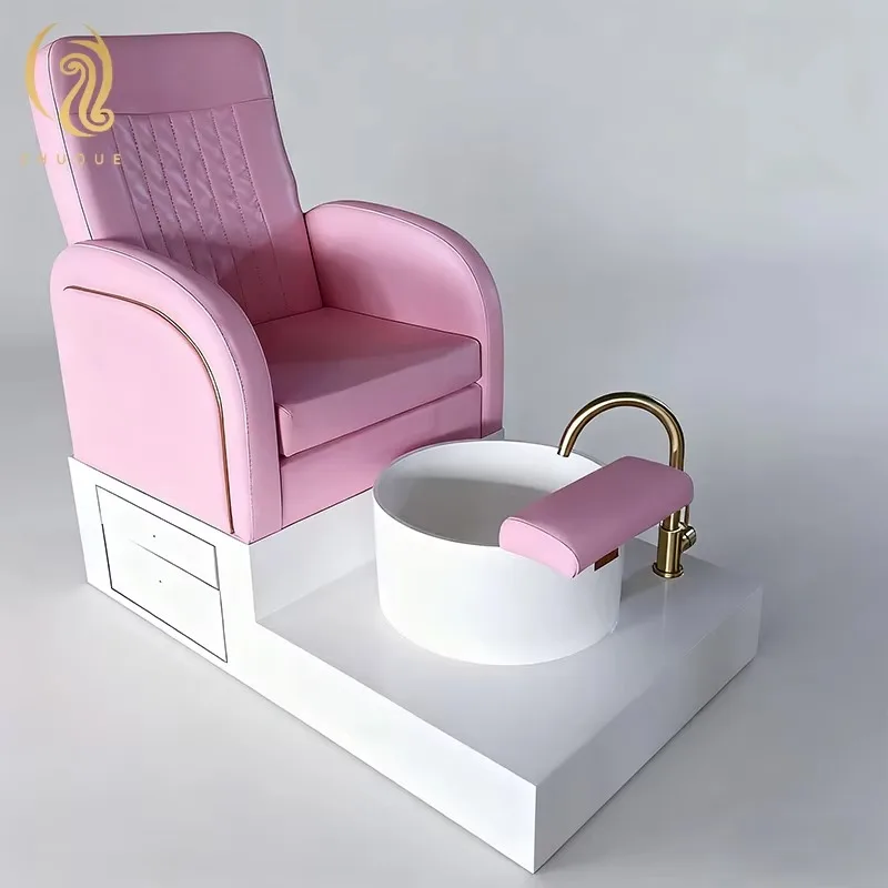 

2026 Pink Foot Spa Salon Furniture Foot Repair Chair Luxury LED Light Nail Repair Station Chair Wholesale Price