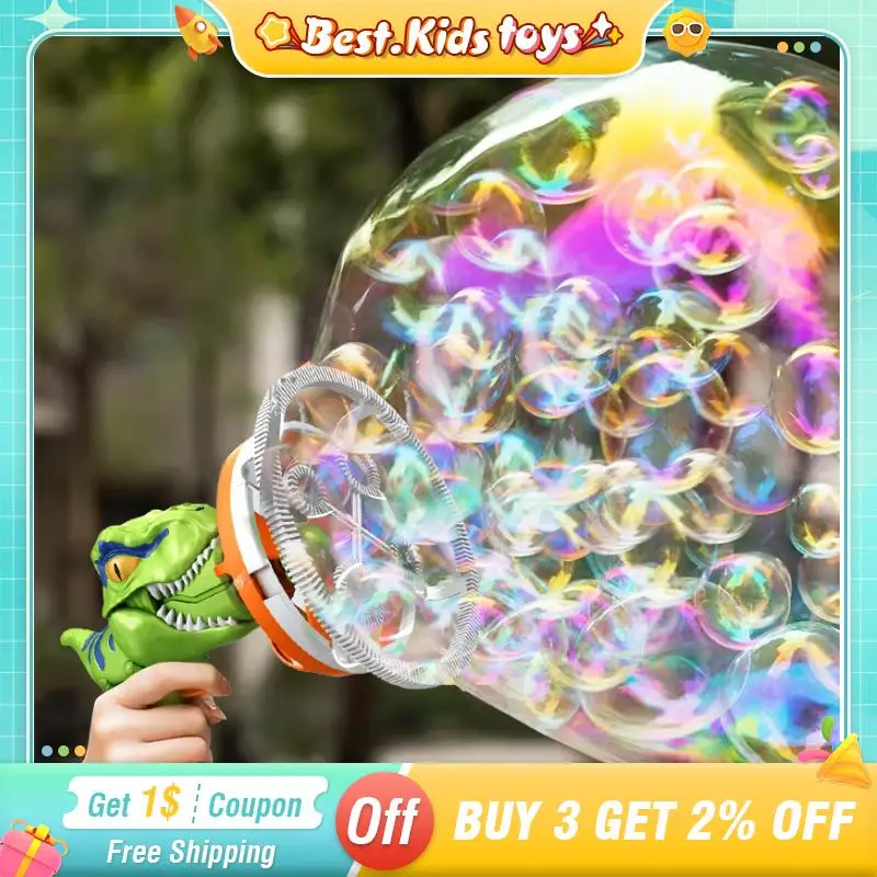 Electric Dinosaur Bubble Gun Automatic Blowing Large Soap Handheld Bubble Machine Kids Toys Birthday Party Outdoor Wedding Prop