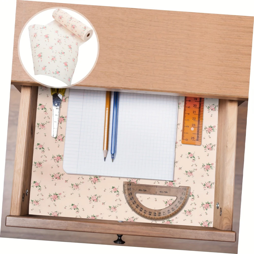 1pc Foundation Rose Pattern Shelf Liner,Durable Organization Liners,Non Adhesive Easiest Install Mat,Cuttable and Dust-proof Pad