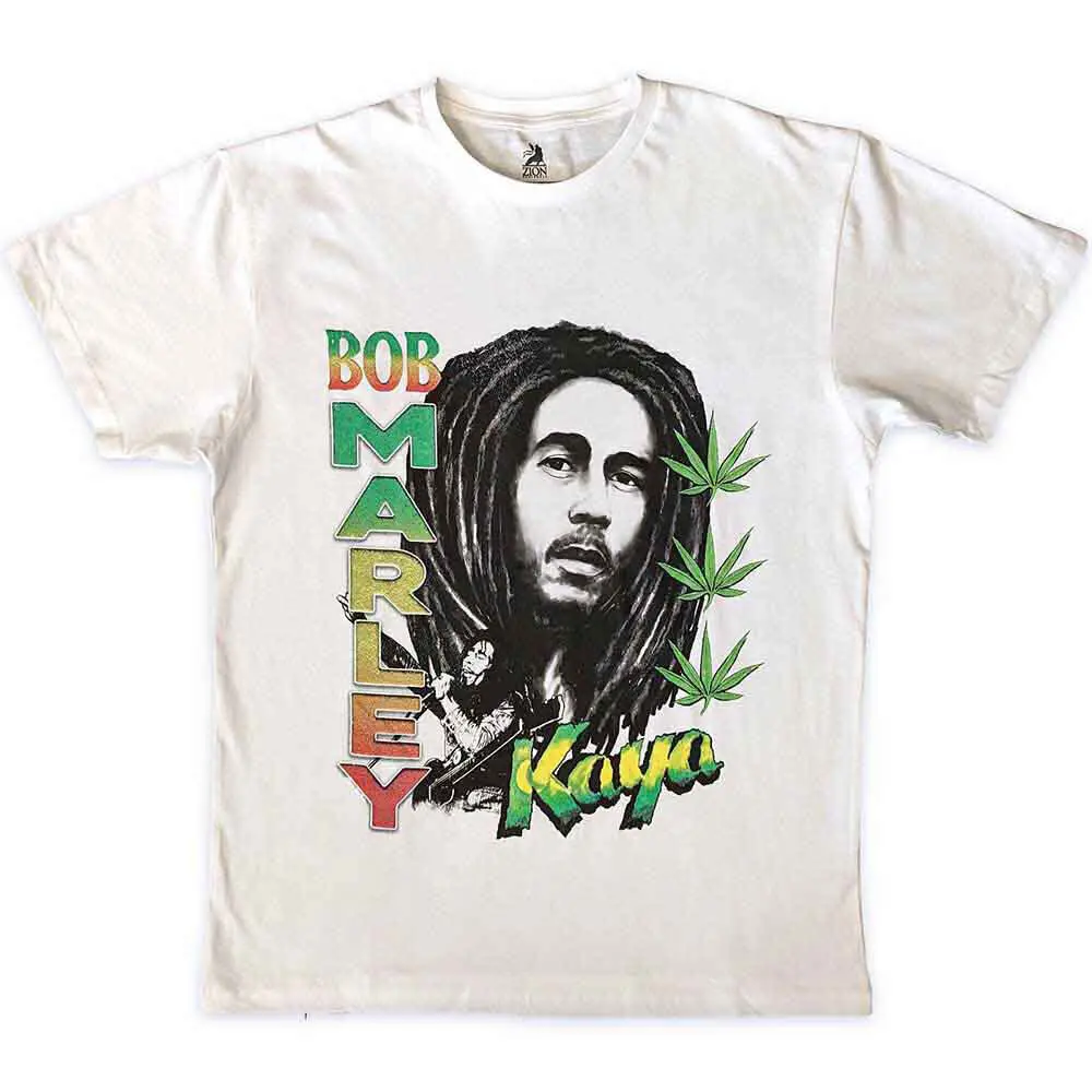 Men's Bob Marley Kaya Illustration T shirt XX Large White