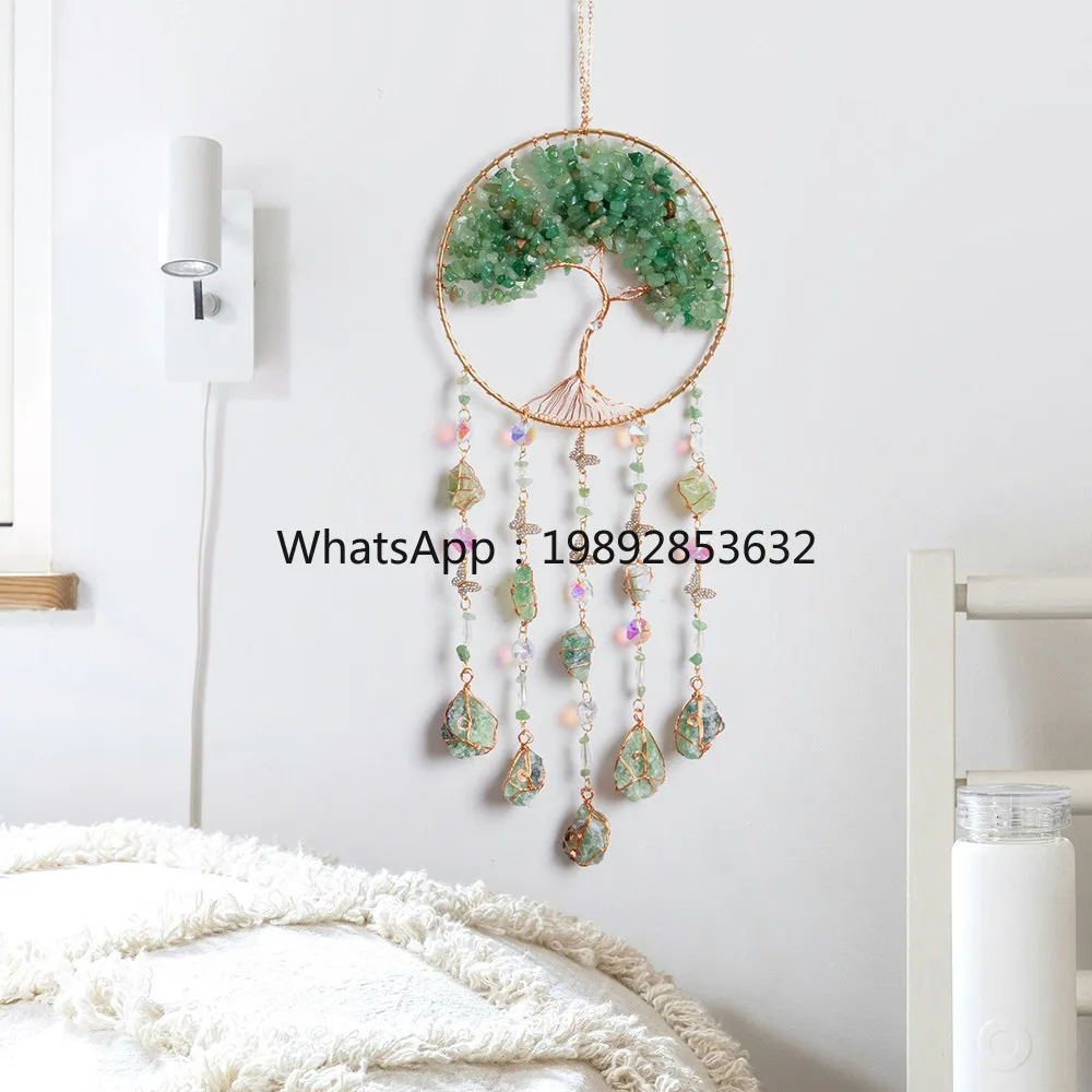 Girl's heart crystal crushed stone sun catcher tree of life wind chime pendant girl's room decoration pendant