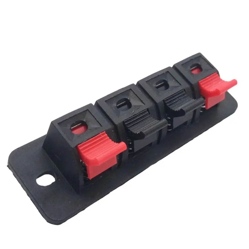 10Pcs Plastic Copper 4 Positions Spring Connector Push In Jack Red Black Polarity Audio Speaker Terminal Panel Mount