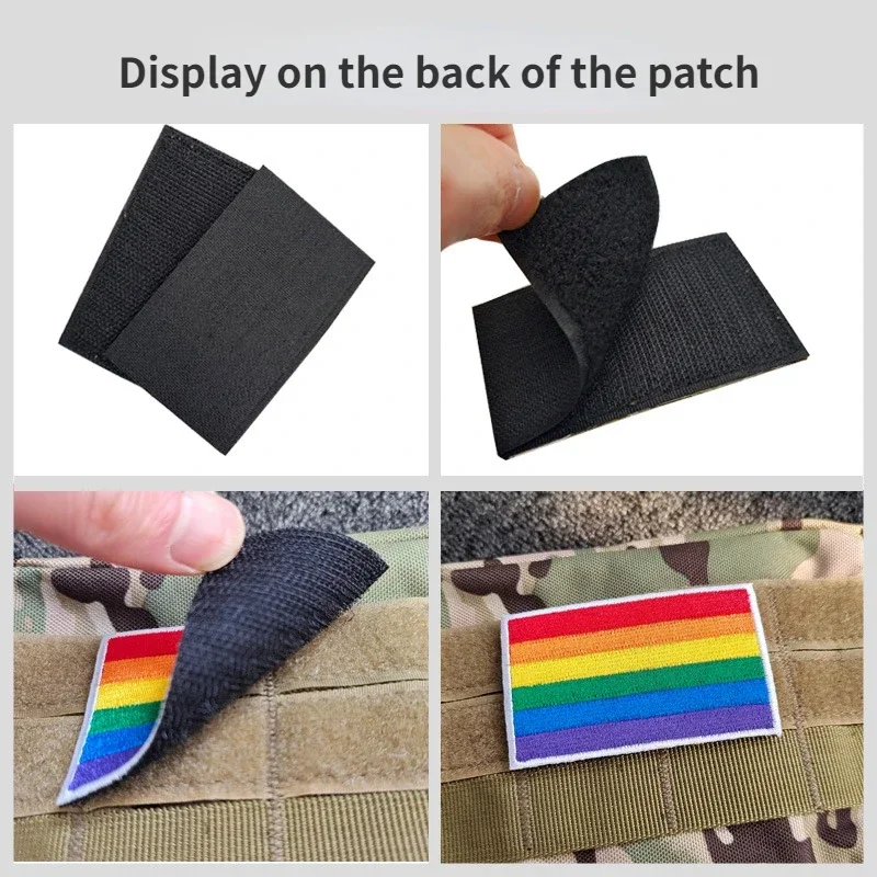 Rainbow Flag Patch on Clothes Bisexual Pride Embroidery Patches Gay Hook and Loop Appliques Badges on Backpacks Bags Stickers