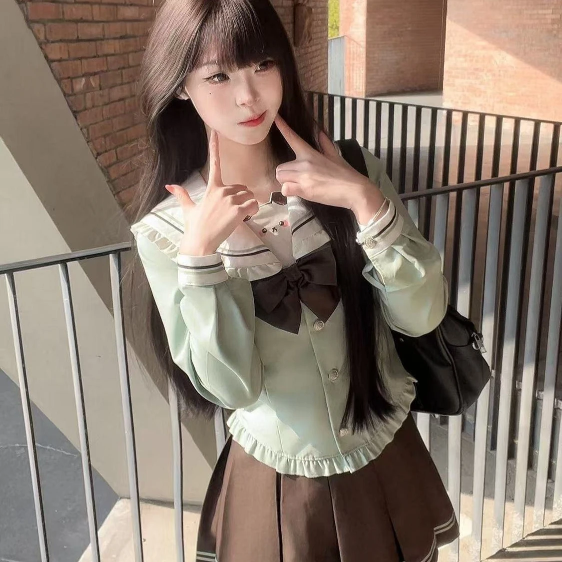 2026 Japanese Korean Style Cute Sailor Uniform JK Uniform Waist-cinching Spring Autumn School Uniform Cos Female Student