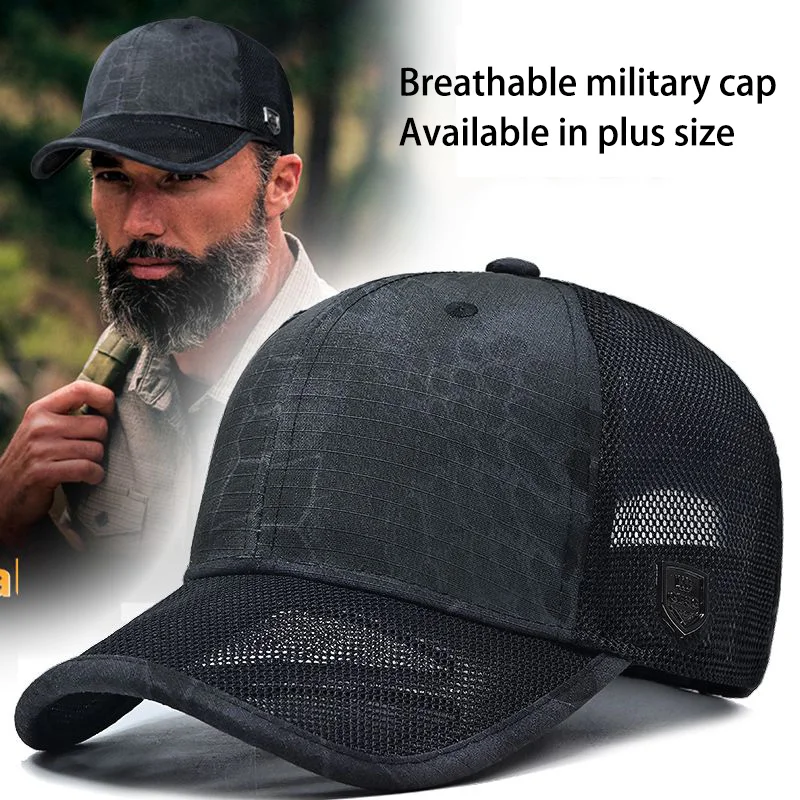 

Big head circumference python camouflage hat men's summer breathable thin section of the sun hat outdoor field mesh military cap