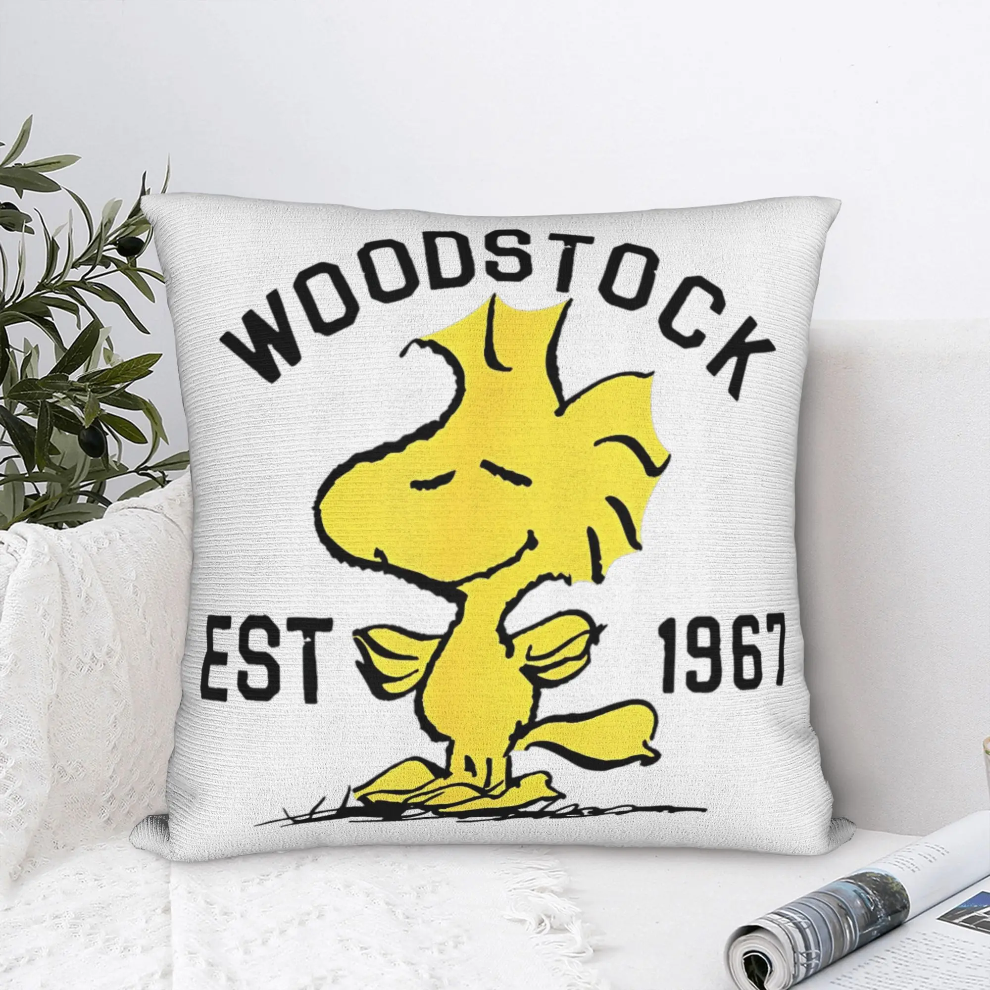 Snoopy Woodstock Square Pillow Cases Cartoon Cushion Cover Novelty Polyester Decor Throw Pillow Case Cover for Home 40x40cm