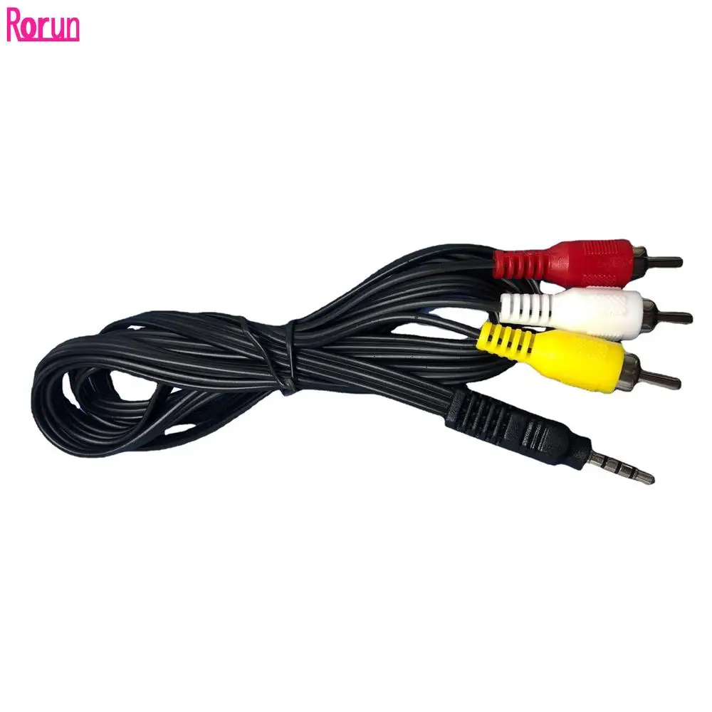 100pcs 1.8M 6ft Audio Video AV Cable 3RCA Male Cable Plug Composite Connection Cord 3.5mm