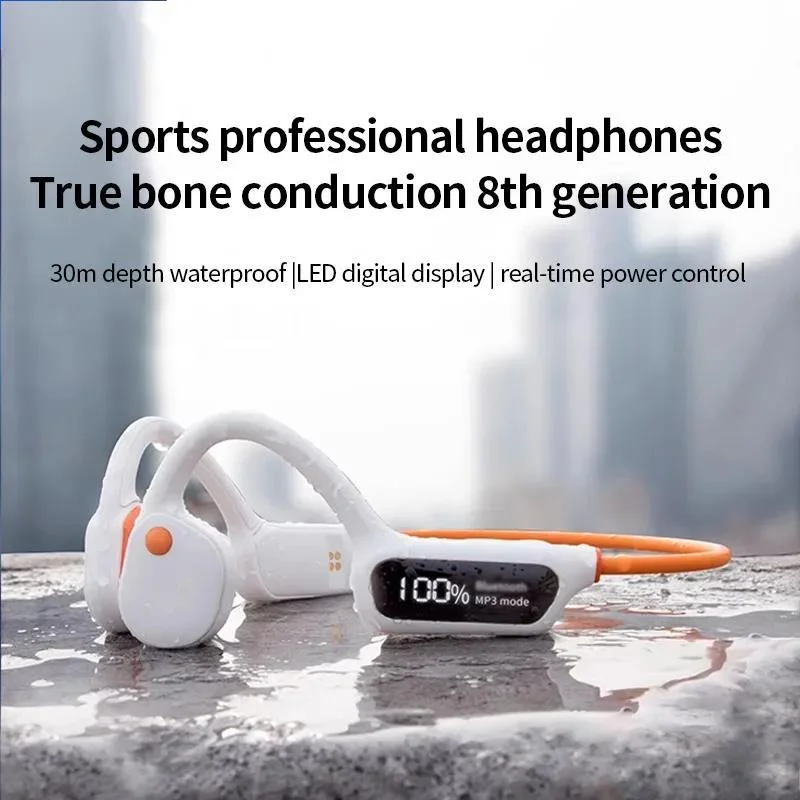 

Bluetooth Headset Bone Conduction Digital Display Swimming Depth 30 Meters Waterproof 32G Memory Card MP3 For Xiaomi Huawe IOS