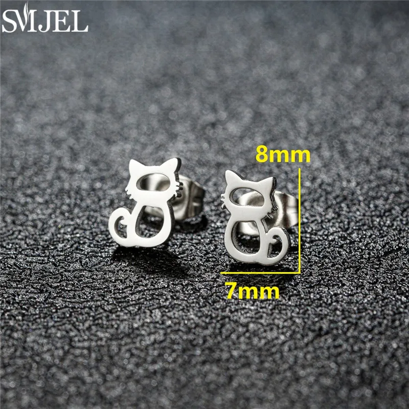 Mini Stainless Steel Earrings 2024 Animal Ear Studs Punk Honeycomb Rabbit Hedgehog Horse Earings Fashion Jewelry Pendientes Gift