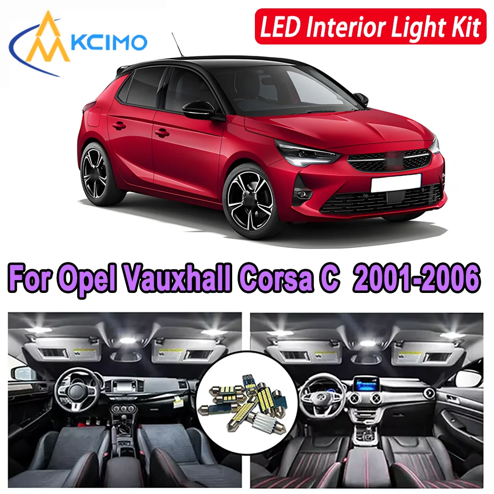 

Kcimo LED For Opel Vauxhall Corsa C (2001-2006) Premium Bright LED Interior Dome Map Trunk Light Kit Car Led Lamps Car LED Light