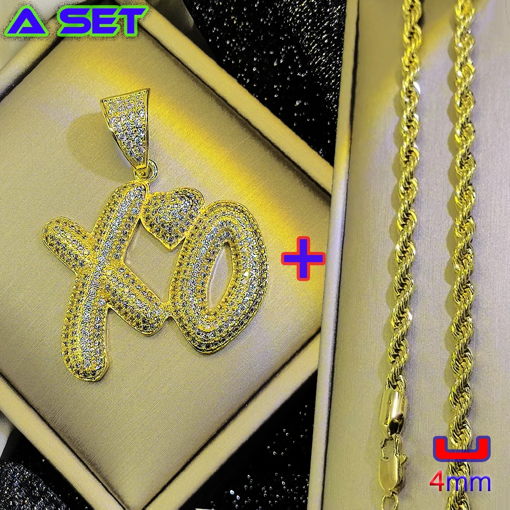 Exclusive custom hip-hop gold necklace with diamond exaggerated design letter pendant, 18K gold plated classical craftsmanship