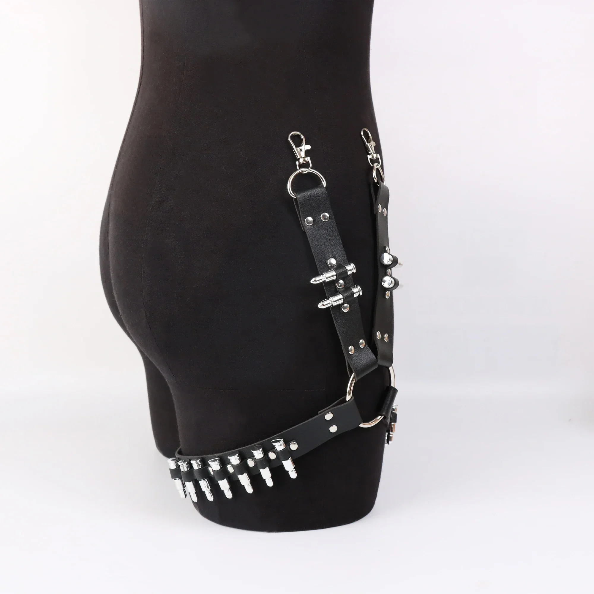 Arnês de perna de couro pu gótico coxa alças sexy cinto de liga para calças jeans acessórios masculinos