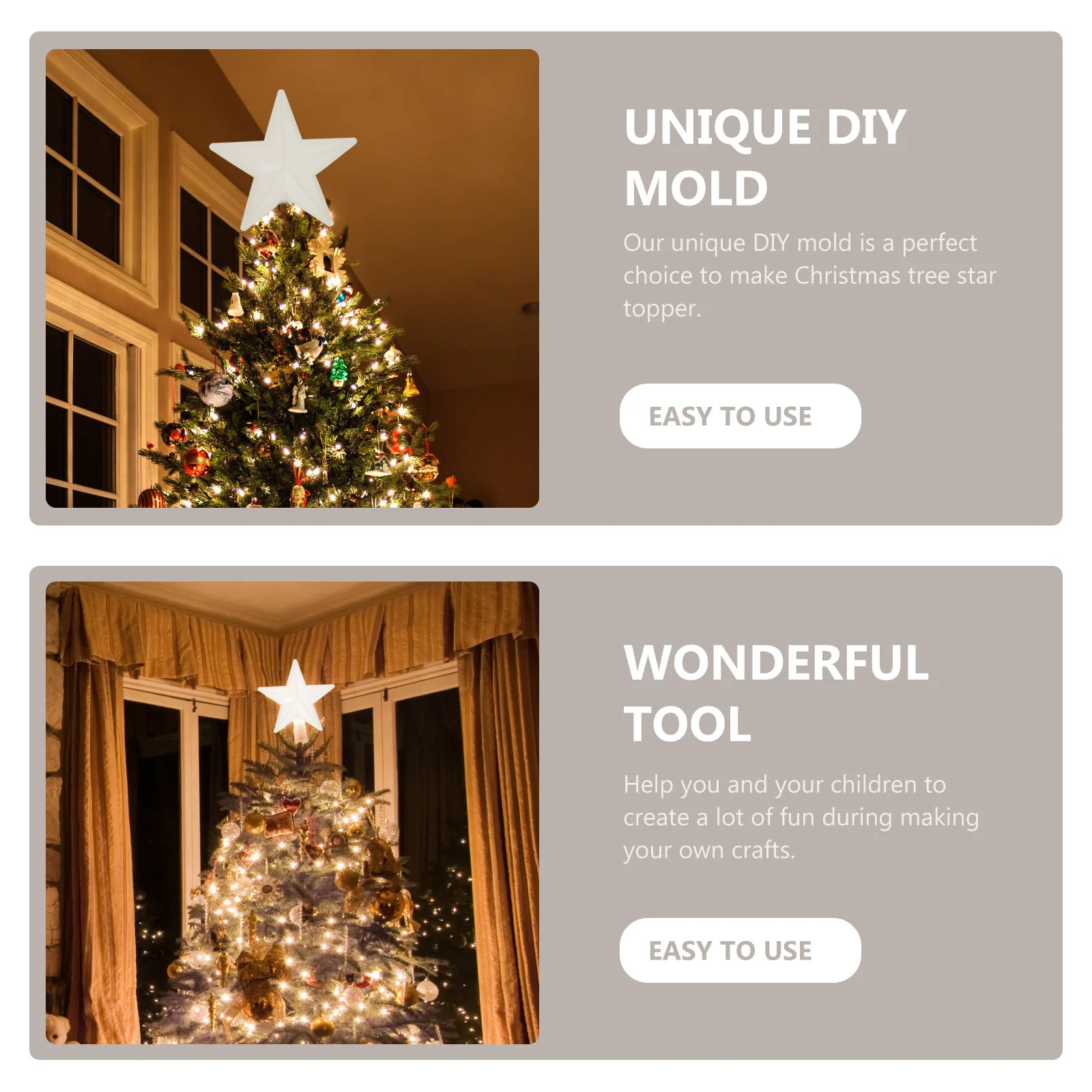 

1Set DIY Christmas Tree Star Mold Eco-Friendly Silicone Nonstick Xmas Tree Topper Craft Supply Xmas Crafts DIY Molds