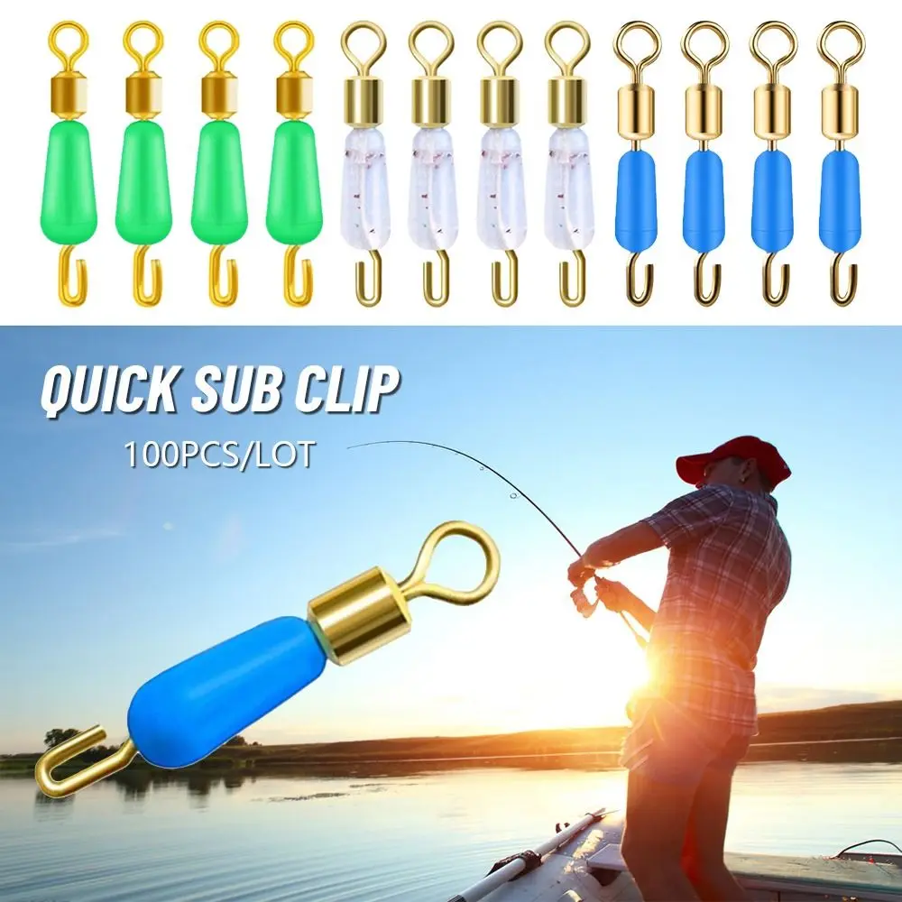 100Pcs/lot New Durable Tackle Accessories Line clip 8 Word Ring Fishing Swivels Snap Rolling Connector