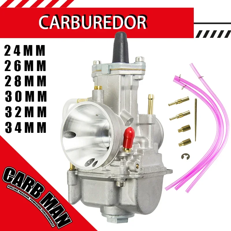 PWK Motorcycle Carburetor With Free Jet For Keihin KOSO PWK 24 26 28 30 32 34mm 2/4T ATV Quad Go Kart Dirt Bike Scooter 50-250cc