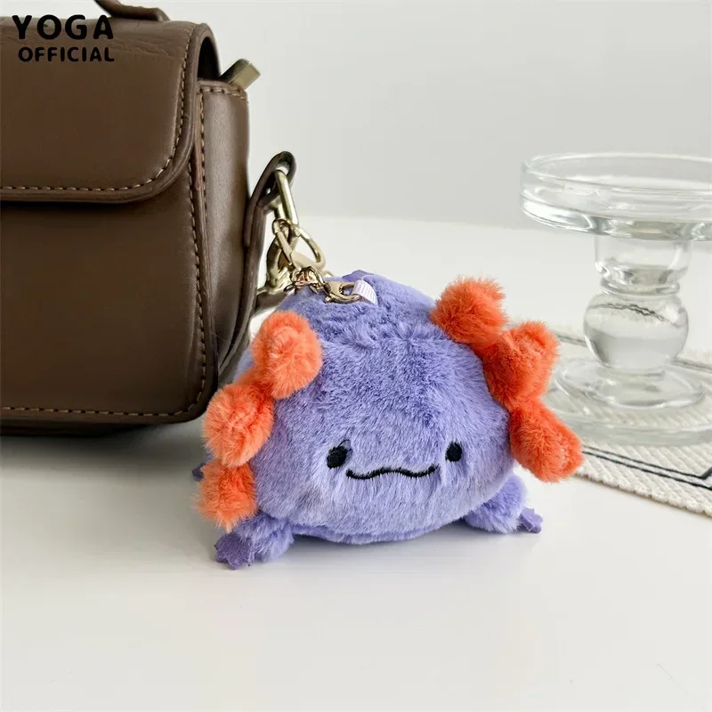 Kawaii Little Axolotl Plush Bag Charm, Stuffed Animal Keychain Clip On Bag Keychain Backpack Clips Squishy Soft Plush Toy Animal