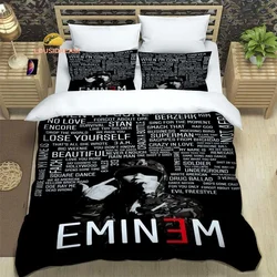 Hiphop Rapper Eminem lenzuola copripiumini biancheria da letto lenzuola dormitorio Set biancheria da letto in tre pezzi Set biancheria da letto morbida e calda in tre pezzi