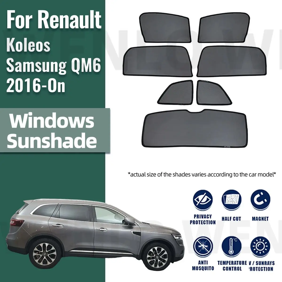 Parasol magnético para coche Renault Koleos Samsung QM6 2016-2023 2024, cortina para parabrisas delantero, ventana lateral trasera, protector solar