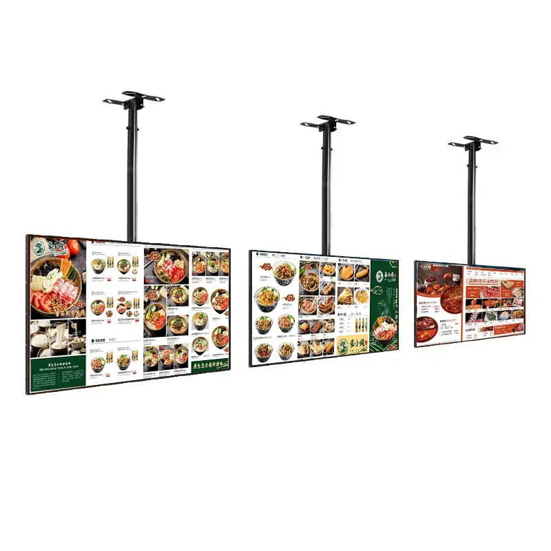 Pantalla LCD HD de 32 43 49 55 pulgadas para publicidad, señalización digital y exhibición, montada en la pared.