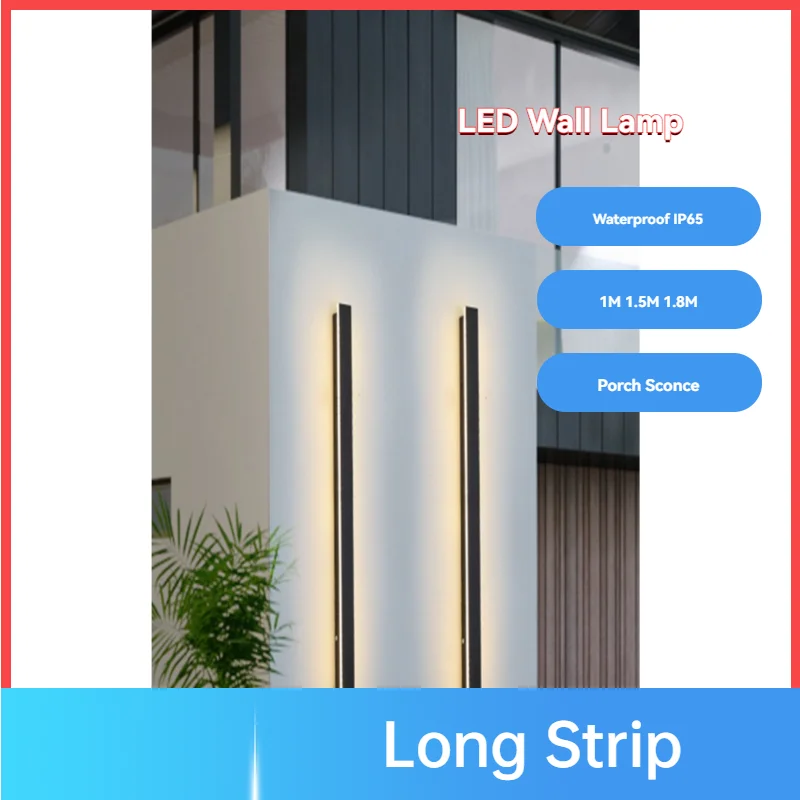 

Luxury Creative Long Strip Wall Lamp Light Modern Nordic Bedroom Bedside Lighting Waterproof IP65 Simple Design for Living Room