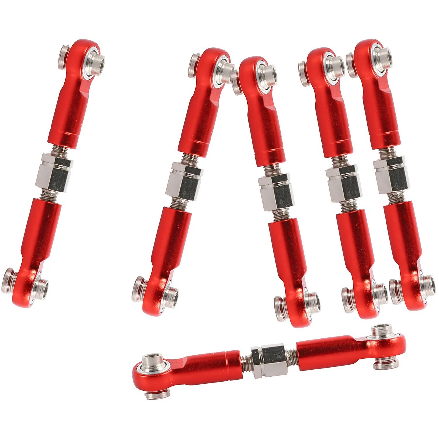 B05C-2 Wltoys A949 A959 A969 A979 K929,Grey & Red 용 조정 가능한 금속 연결 당김 막대 전면/후면 서보 링크 세트