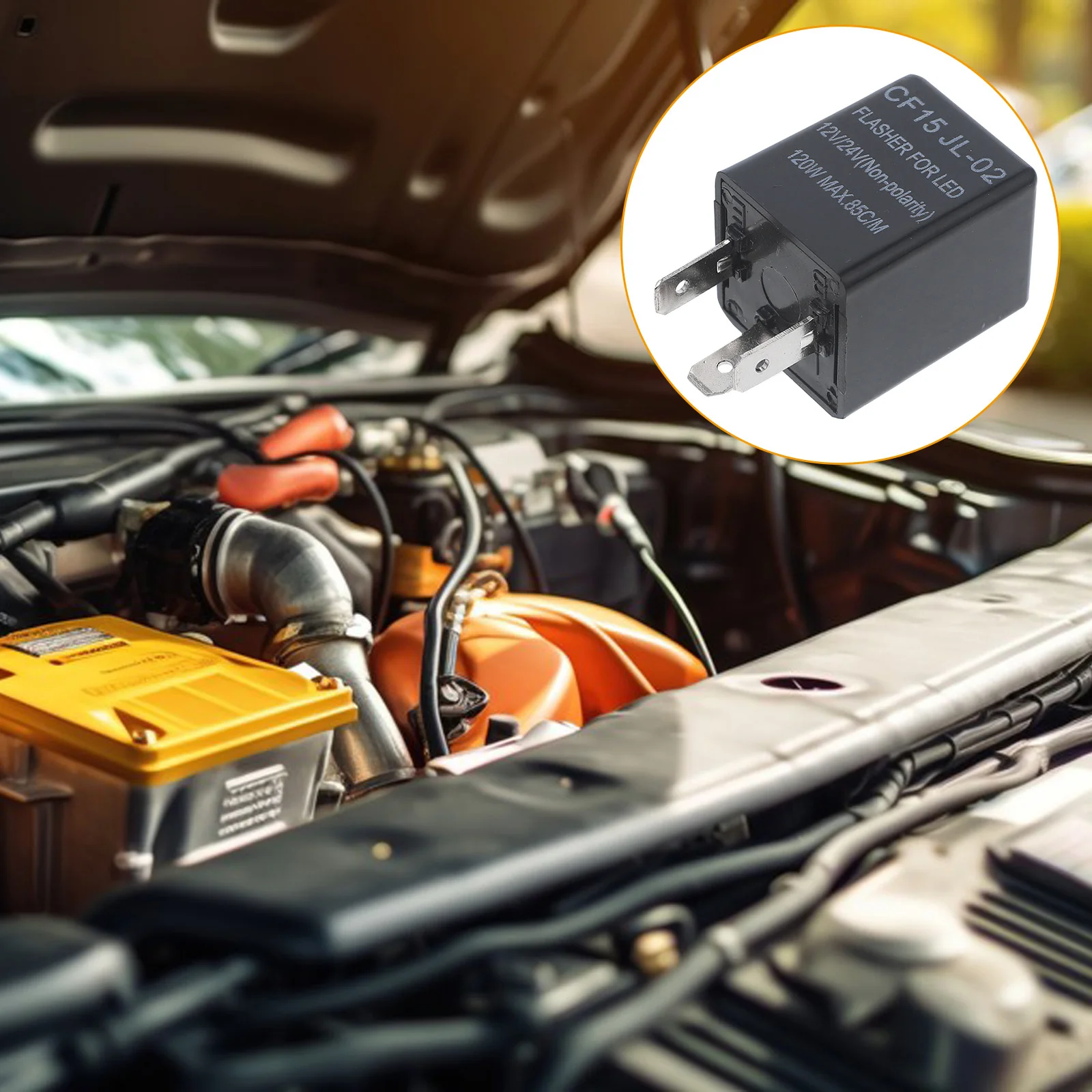 

3 Pin LED Flasher Relay CF15 Compatible Motorcycle Automotive 12V Car Relay Sturdy Easy Enhanced Visibility Plastic