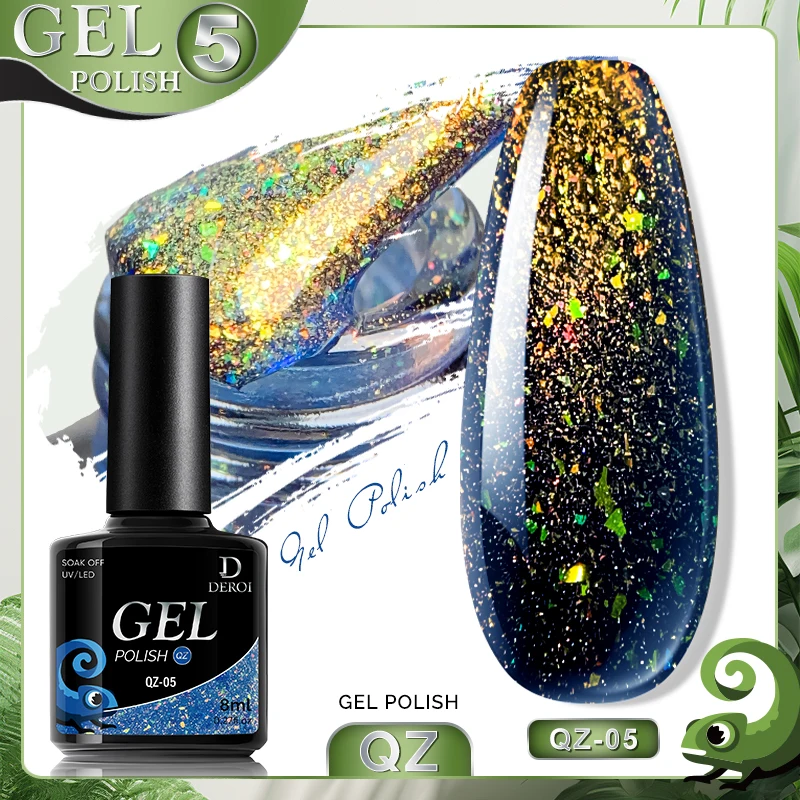 Aurora Glitter Gel Esmalte, Verniz UV LED Gel, Mergulhe, Semi Permanente, Flocos Rosa Dourado, Borracha Camaleão, Quente, 8ml