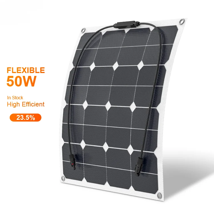 Solar Semi-Flexible High Efficiency Solar Panel 50W For 12V Battery RV Car flexible solar panel technology