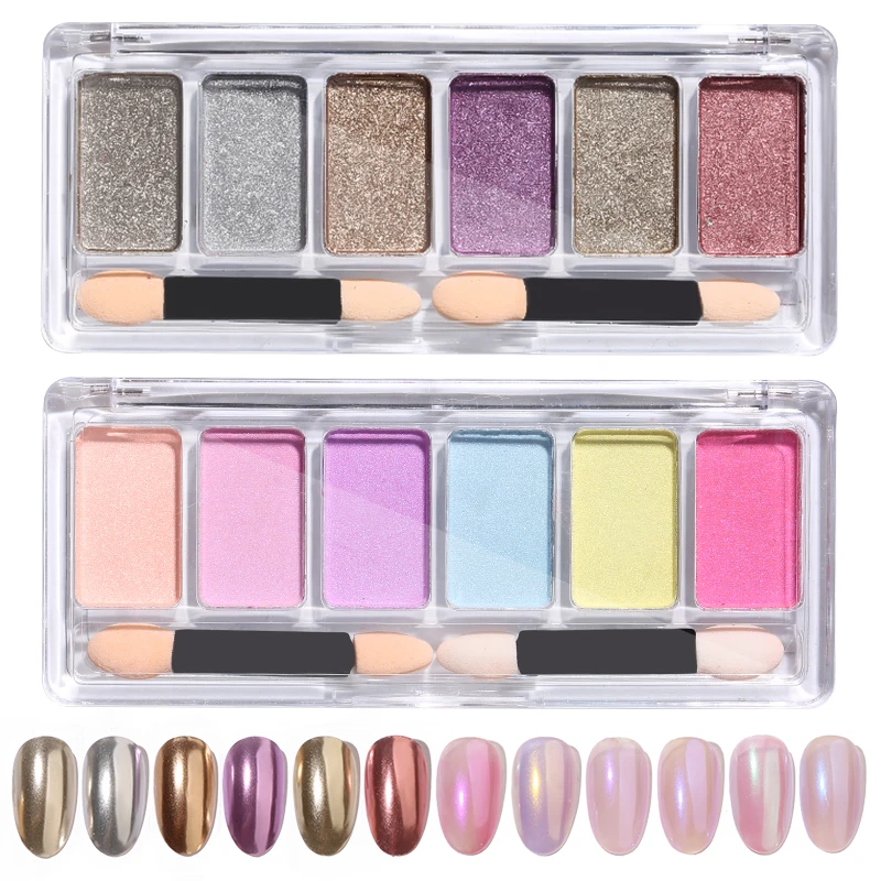 KANIU Bunte, glänzende Regenbogen-Nagelspiegel-Metallglitzer-Pigmentflocken, Mondlicht-Perlweiß, unverzichtbar für Maniküre-Zubehör